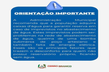 ORIENTAÇÃO IMPORTANTE