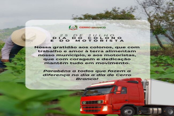 PARABÉNS COLONOS E MOTORISTAS