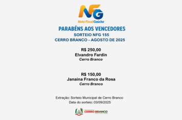 CONTEMPLADOS DO SORTEIO DA NOTA FISCAL GAÚCHA