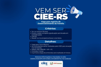 INSCRIÇÕES ABERTAS:  AGENTE DE DESENVOLVIMENTO DA FAMÍLIA