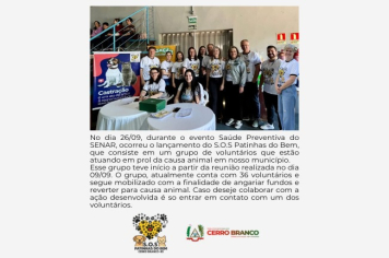 CERRO BRANCO LANÇA AÇÃO EM PROL DA CAUSA ANIMAL 