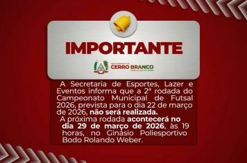 AVISO IMPORTANTE: Municipal de Futsal