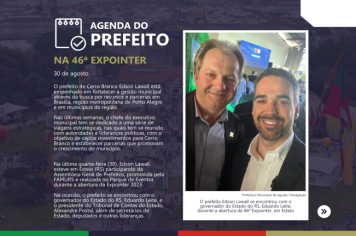 Encontro com o governador, participação na Expointer e viagem à Brasília: acompanhe a agenda do prefeito
