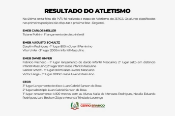 JERGS: RESULTADOS DO ATLETISMO 