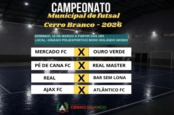 Campeonato Municipal de Futsal – Cerro Branco 2026