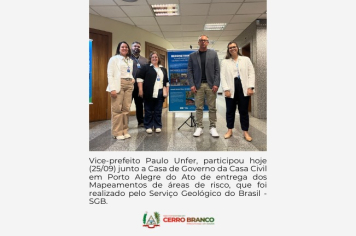 CERRO BRANCO RECEBE MATERIAL COM MAPEAMENTO DE ÁREAS DE RISCO 