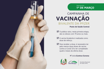 Cerro Branco inicia aplicação da vacina bivalente contra Covid-19 nesta quarta (1º)