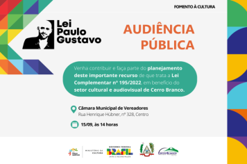 Cultura fará audiência pública para discutir Lei Paulo Gustavo