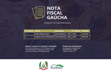 Dois cerro-branquenses são contemplados no Nota Fiscal Gaúcha