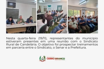REPRESENTANTES DE CERRO BRANCO PARTICIPAM DE REUNIÃO NO SINDICATO RURAL DE CANDELÁRIA 