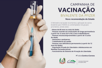 Vacina bivalente contra a Covid-19 está disponível para todos os grupos prioritários