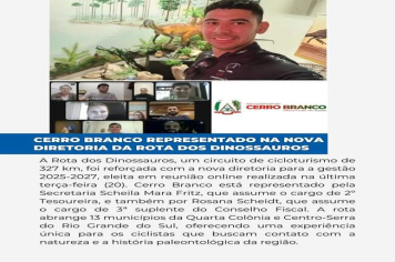 CERRO BRANCO REPRESENTADO NA NOVA DIRETORIA DA ROTA DOS DINOSSAUROS