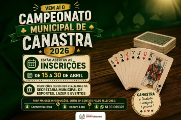 Últimos dias para inscrições no Campeonato Municipal de Canastra 2026