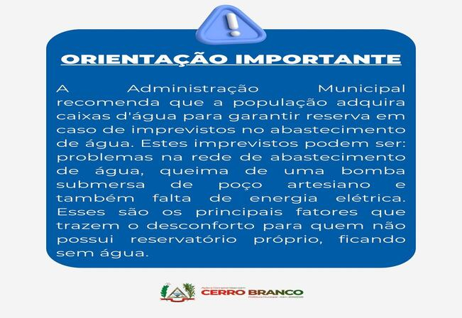 ORIENTAÇÃO IMPORTANTE