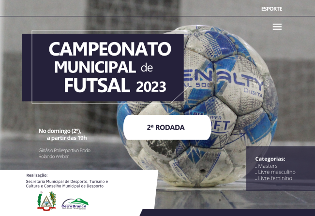 Segunda rodada do Campeonato Municipal de Futsal acontece neste domingo (2º)