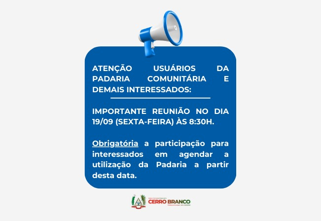 REUNIÃO - PADARIA COMUNITÁRIA