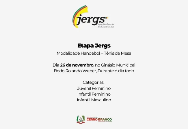 ETAPA JERGS - Modalidade Handebol e Tênis de Mesa