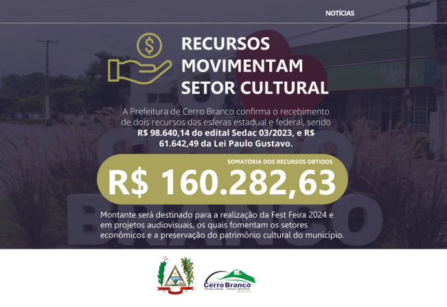 Cerro Branco recebe recursos de incentivo à cultura de mais de R$ 160 mil