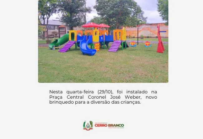 PRAÇA DO MUNICÍPIO RECEBE NOVO BRINQUEDO