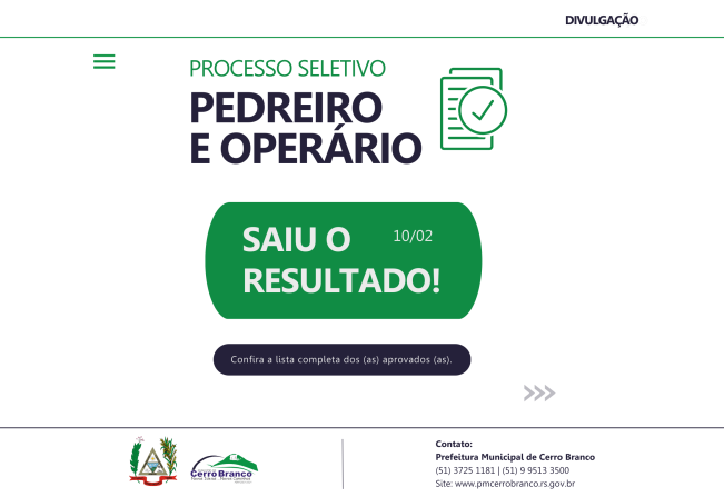 Processo seletivo - Pedreiro e operário