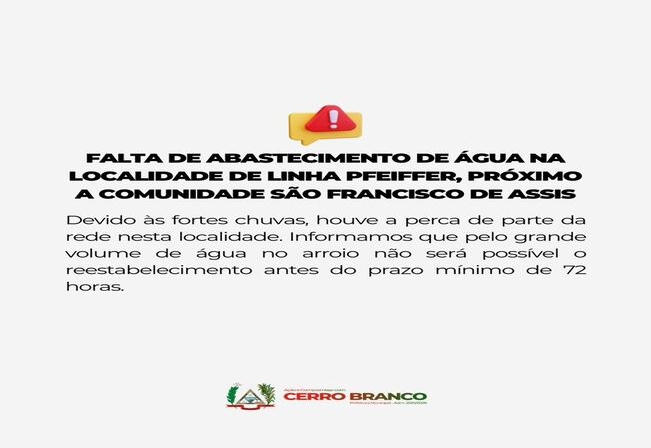 FALTA DE ÁGUA NA LINHA PFEIFFER