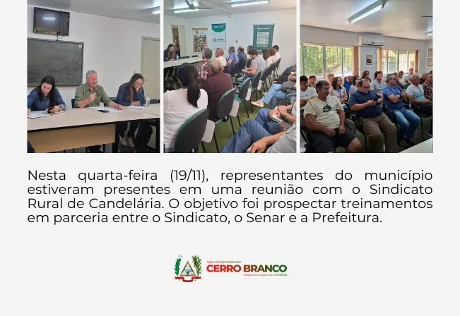 REPRESENTANTES DE CERRO BRANCO PARTICIPAM DE REUNIÃO NO SINDICATO RURAL DE CANDELÁRIA 