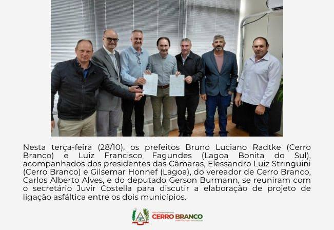 LIGAÇÃO ASFÁLTICA ENTRE CERRO BRANCO E LAGOA BONITA DO SUL É PAUTA DE ENCONTRO COM SECRETÁRIO ESTADUAL DE LOGÍSTICA E TRANSPORTES