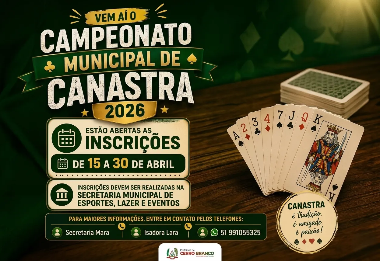 Últimos dias para inscrições no Campeonato Municipal de Canastra 2026