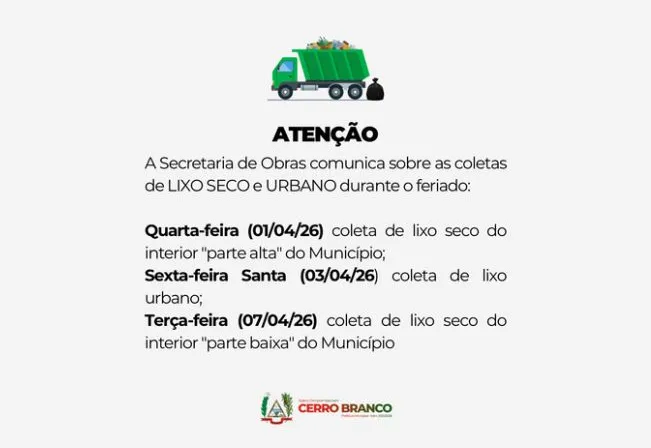 ATENÇÃO: Recolhimento de lixo 