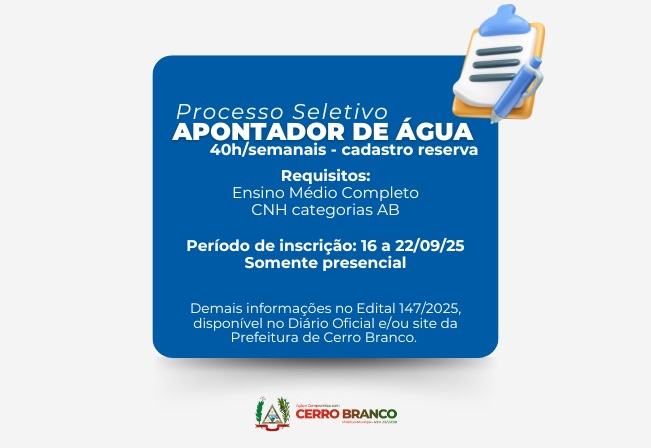 PROCESSO SELETIVO APONTADOR DE ÁGUA